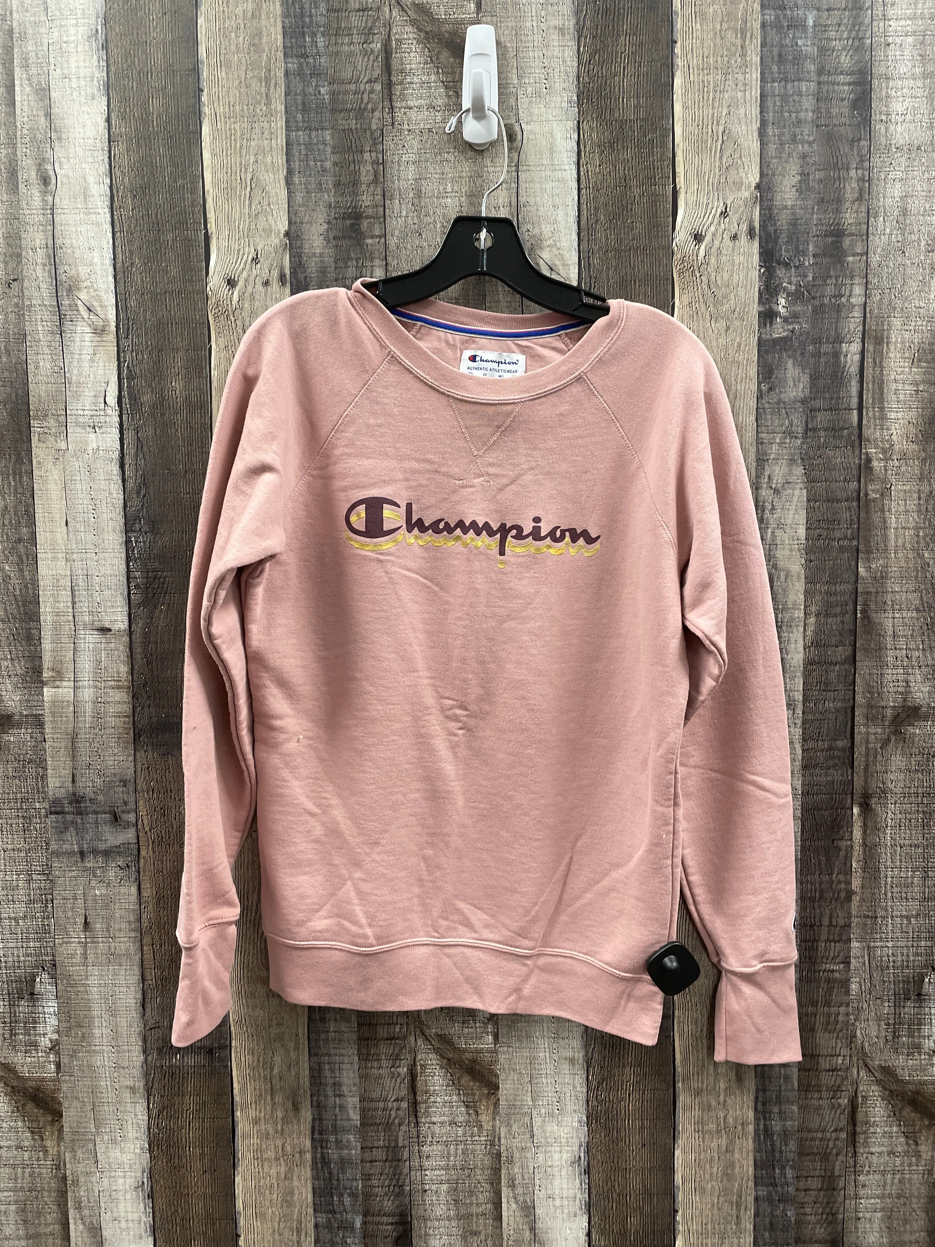 Sporty Design SustainableYarnBlend Sweatshirt Crewneck By Champion In Pink, Size: S
