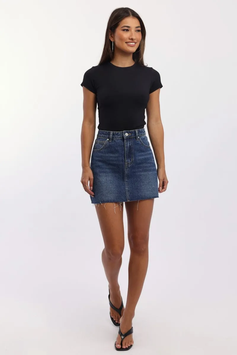 Black T-Shirt Short Sleeve Crew Neck Long Line Sustainable production Cozy Pajama Set