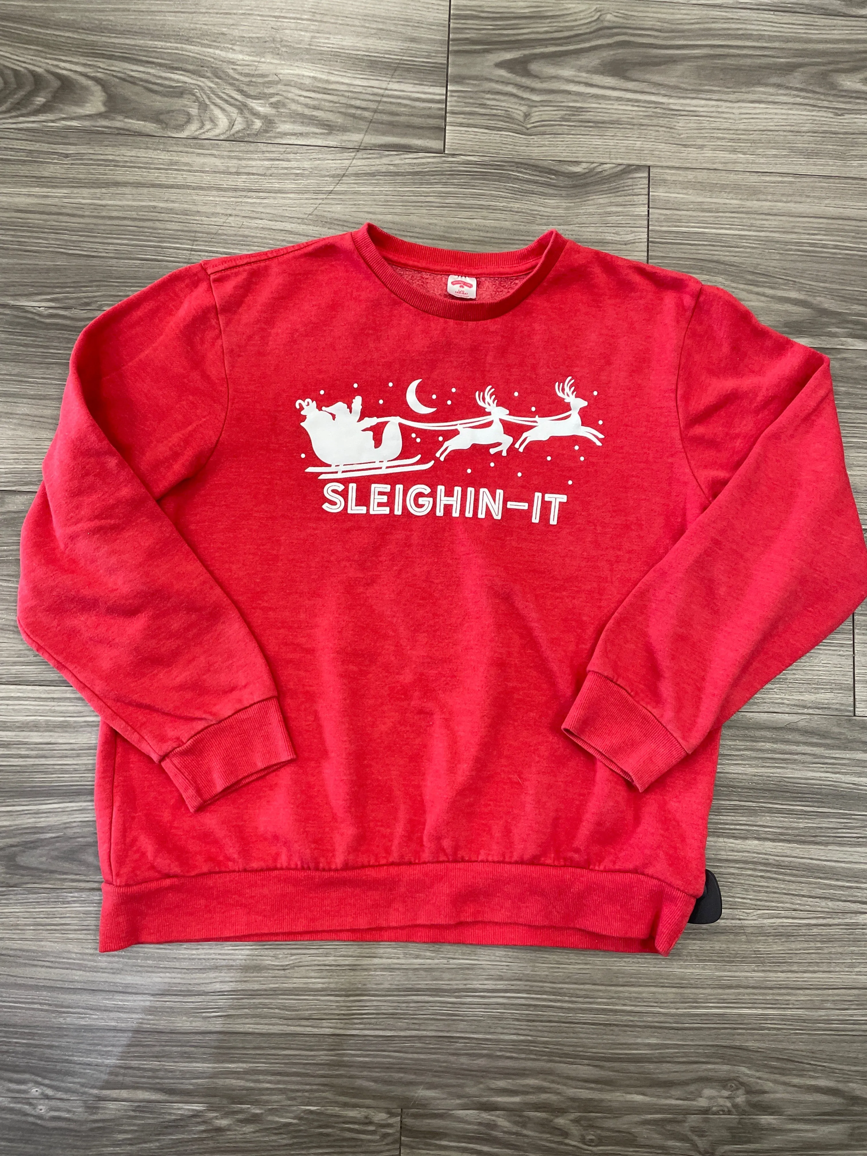 Red Sweatshirt Crewneck Clothes Mentor, Size L Warm Sweater wrinkle free