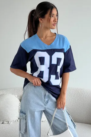 Timeless Appeal Blue Graphic Tee Short Sleeve