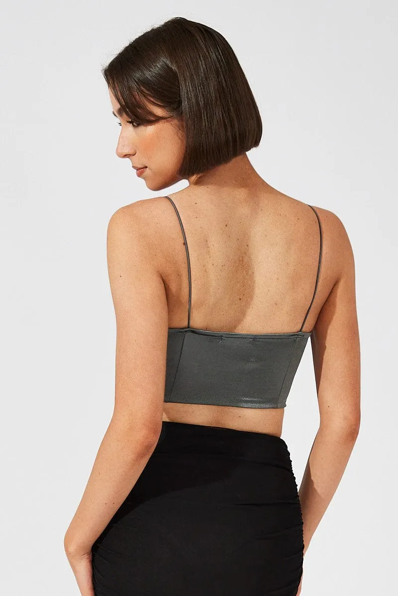 Breezy Design Grey Corset Crop Top Straps