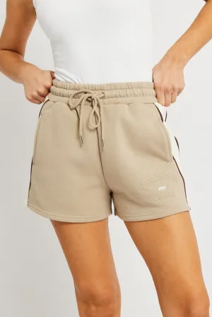 Brown Track Shorts High Rise Elastic Waist Contemporary Cut