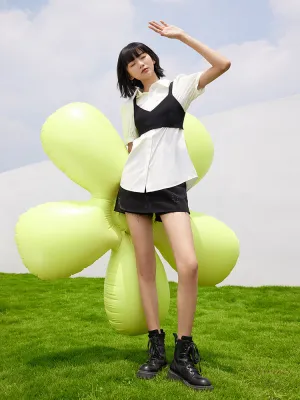 Women Shirt With Tank Top Two-Piece Set Reinforced Shoulder Structure Non Restrictive Cuffs