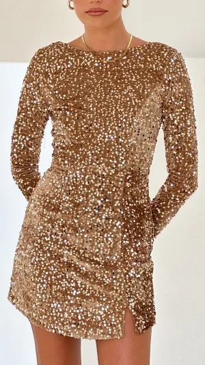 Flowy Design Smart Fit Look Felicia Mini Dress - Gold