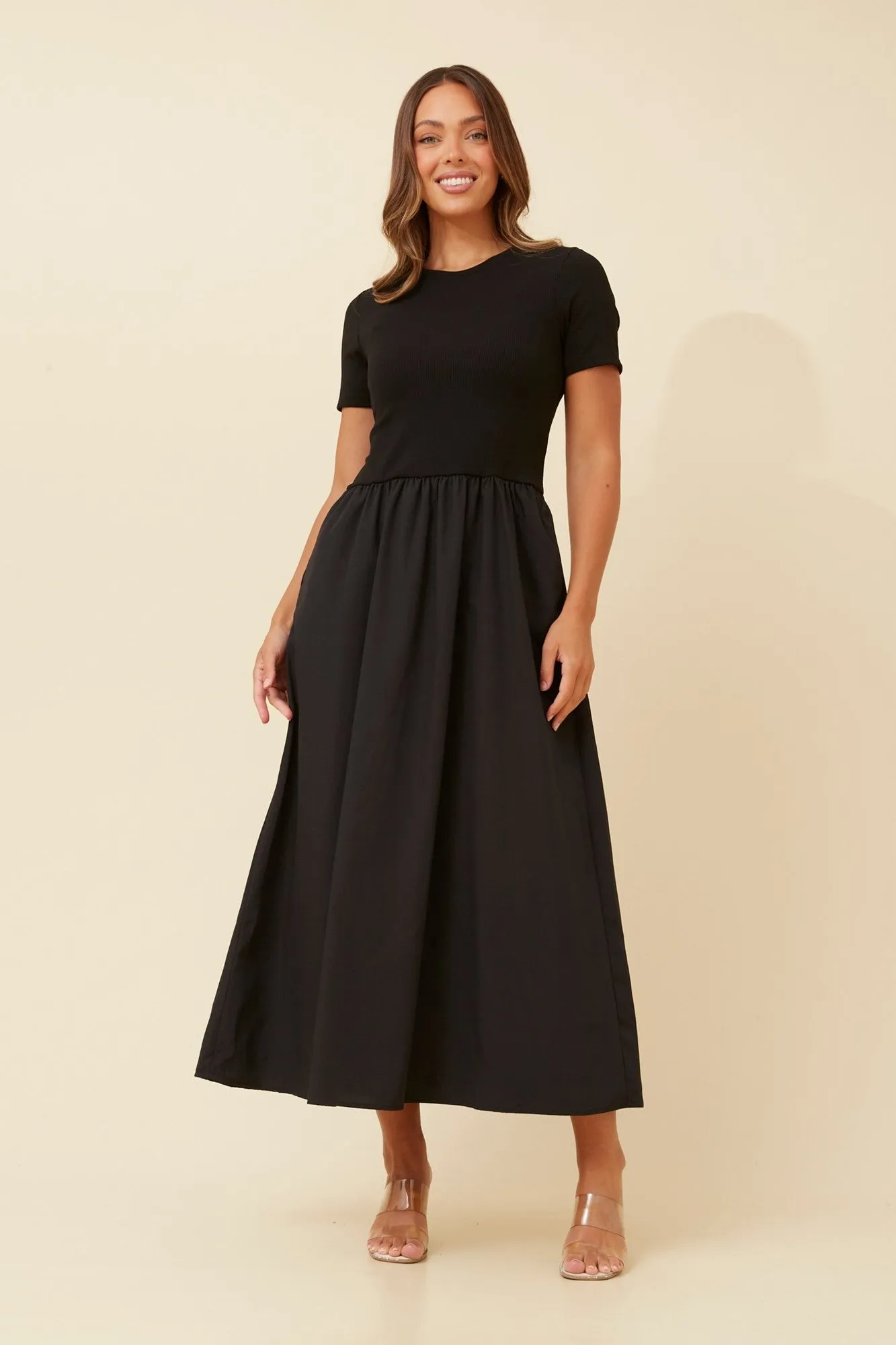 VIC DROP WAIST MIDI DRESS Feast Table Stone Path