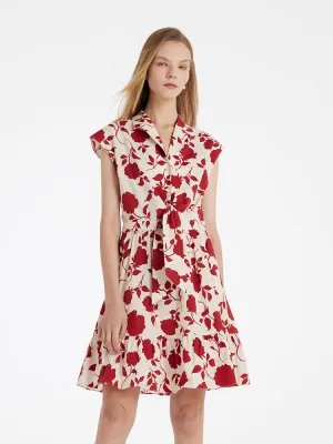 Rose Print Knotted Women Mini Dress Glow Queen