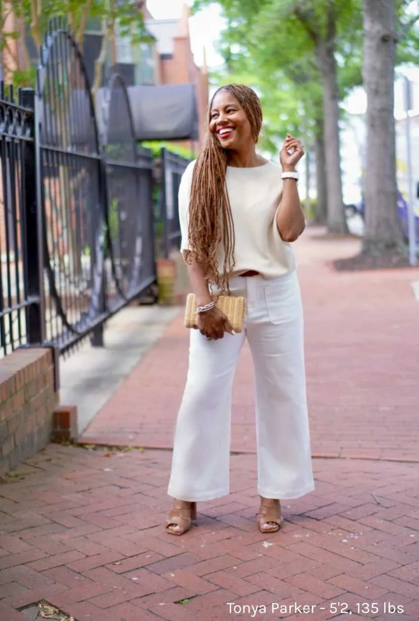 EasyAdjustStraps Billy Cropped Wide-Leg Denim Jeans - White