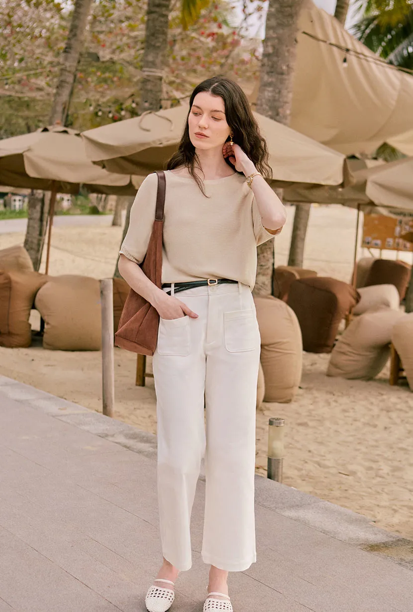 Billy Cropped Wide-Leg Denim Jeans - White PrecisionTailoring Suburb Ease