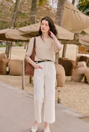 Billy Cropped Wide-Leg Denim Jeans - White PrecisionTailoring Suburb Ease