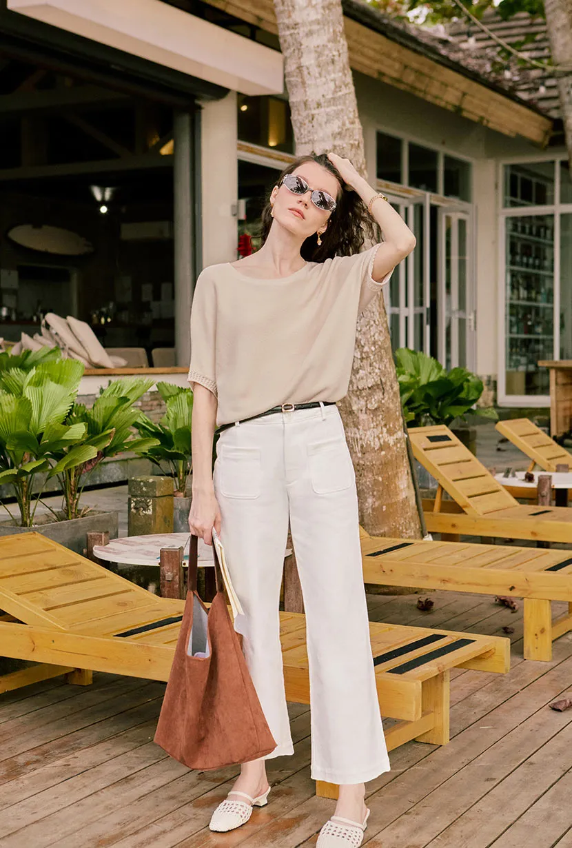 Billy Cropped Wide-Leg Denim Jeans - White Cotton Glow Planet Glow