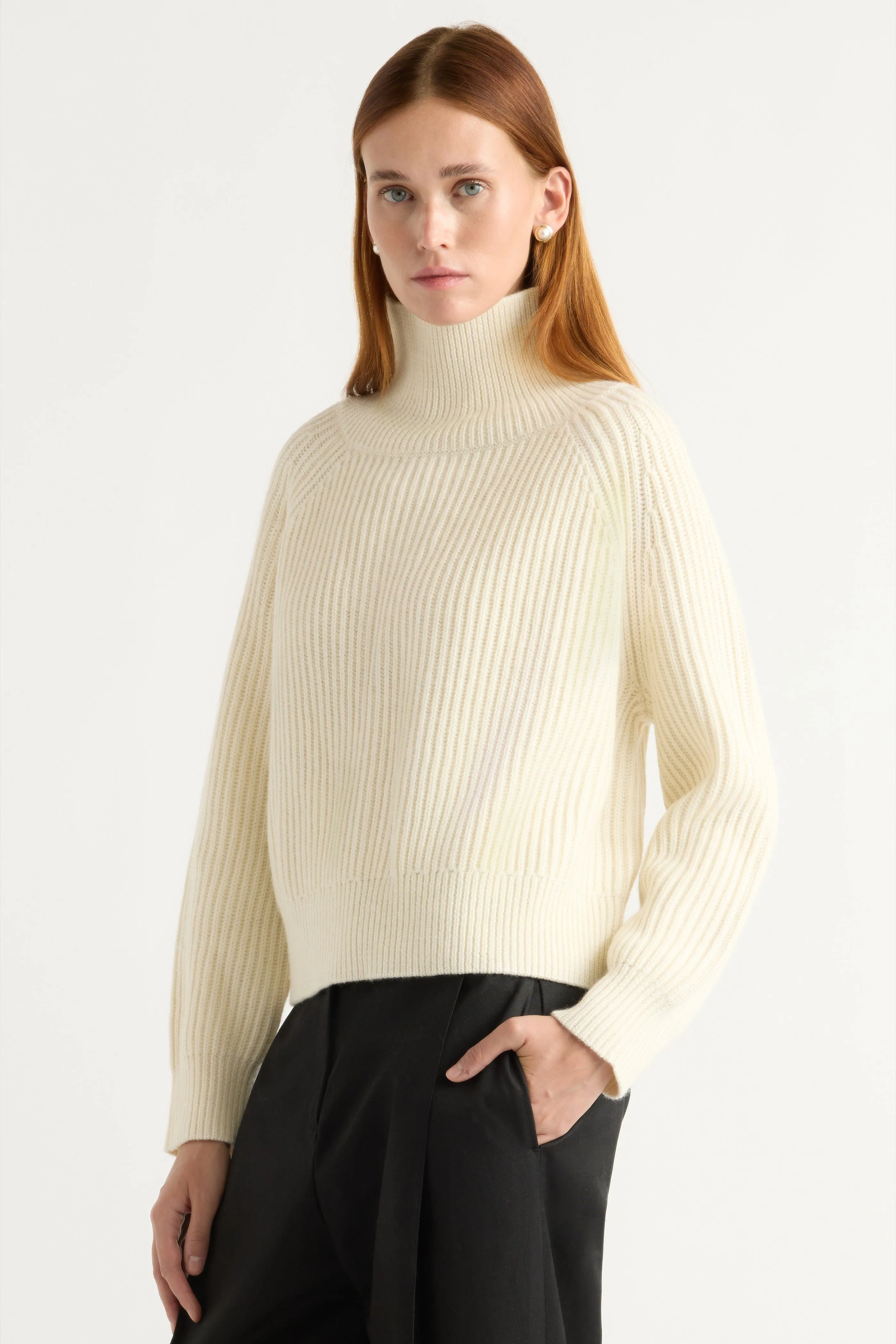 Trendy Wardrobe Hypoallergenic Lining Hadeel Organic Cotton-Wool Mock-Neck Sweater