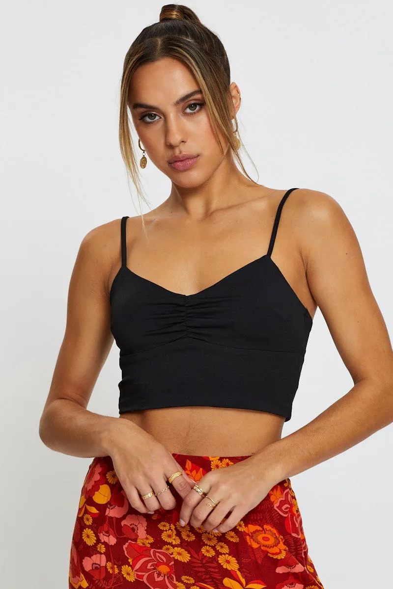 Black Crop Top StainResistant Fabric Soft Tunic