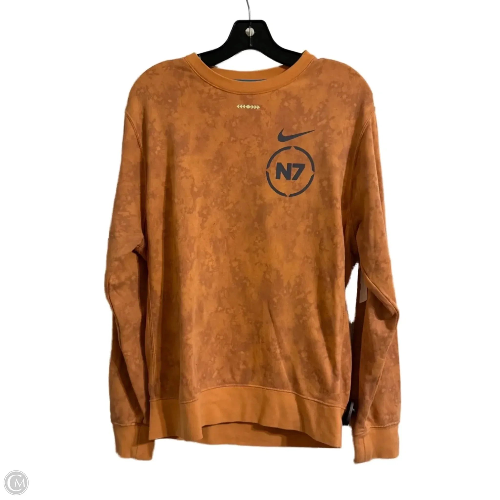 Comfortable Hoodie Athletic Sweatshirt Crewneck By Nike Apparel In Coral, Size: S