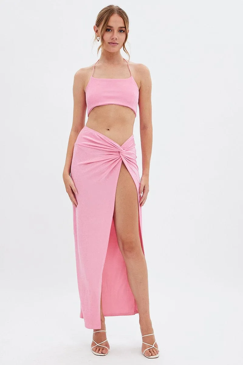 Carnival Look Calm Ease Pink Halter Top