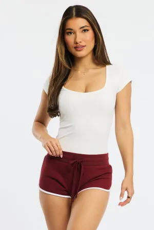 Non Binding Waistline Red Track Short Low Rise
