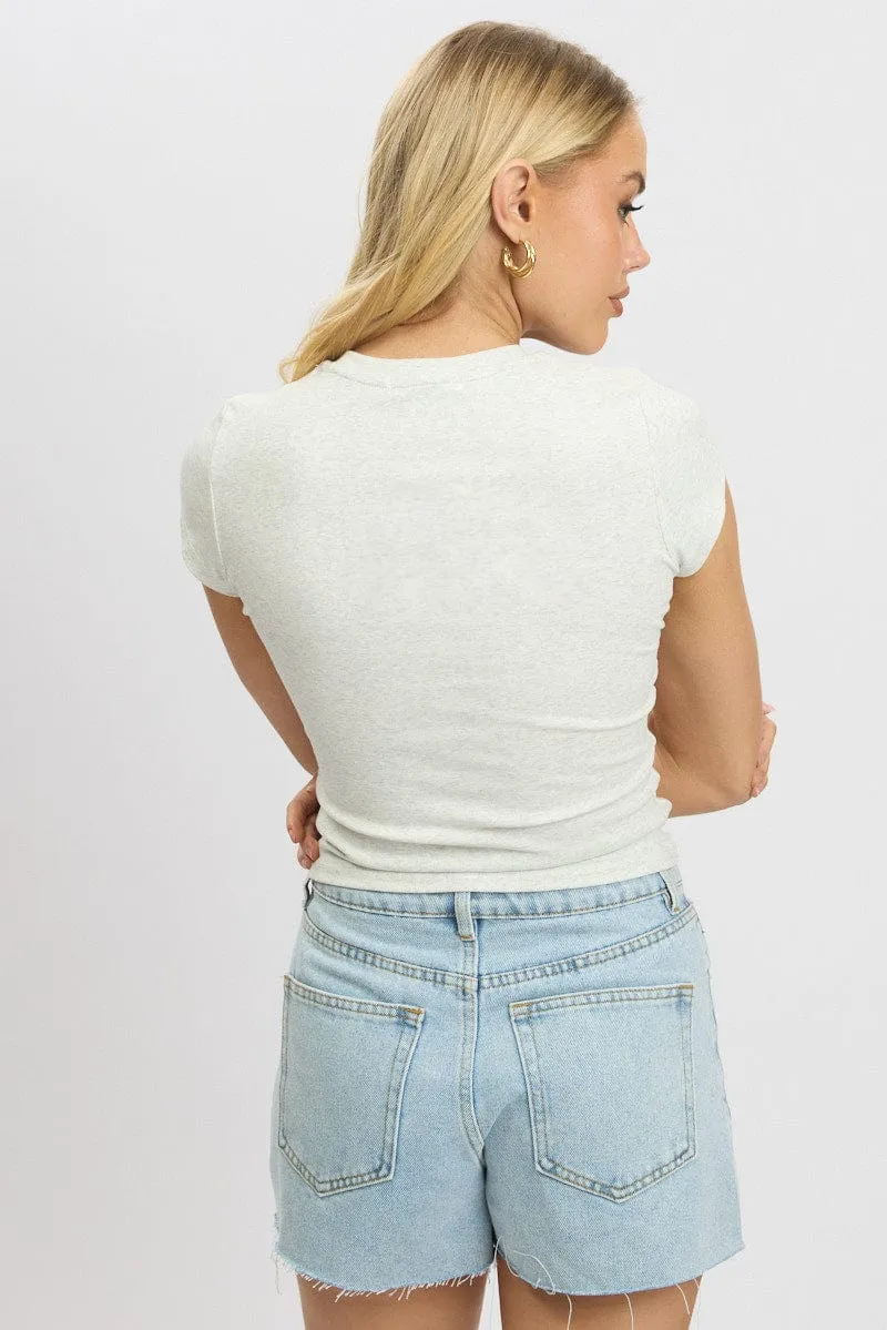 Grey Graphic Tee Short Sleeve Perfect for Layering