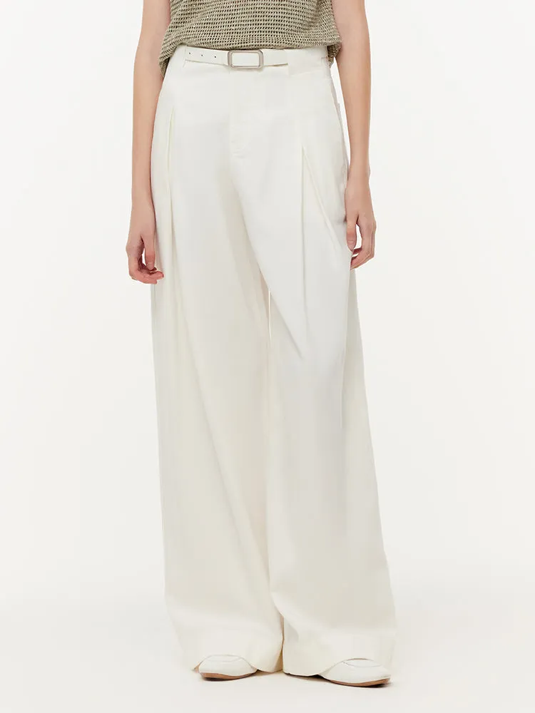 Light Washed Relax Mode Denim Women Wide Leg Jeans With Belt