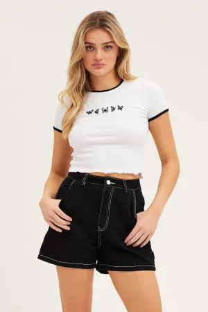 boots Black Carpenter Denim Shorts High Rise