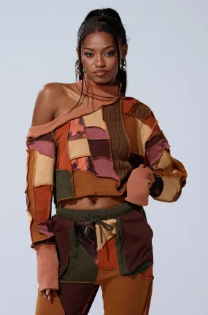 CATCH FEELINGS PATCHWORK SWEATSHIRT Chic Hoodie