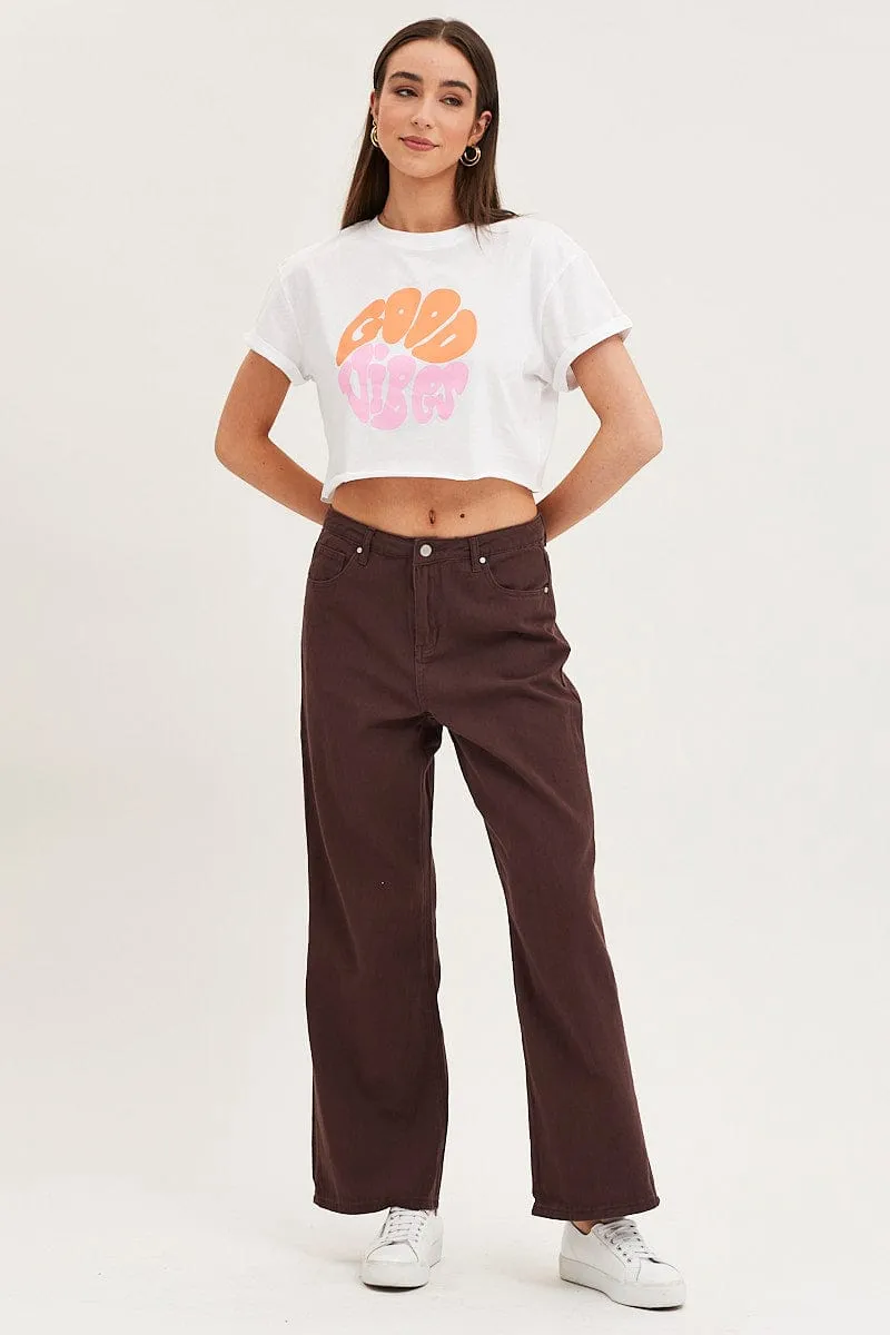 Trendy Vibe Minimal Comfort White Graphic T-Shirt Short Sleeve