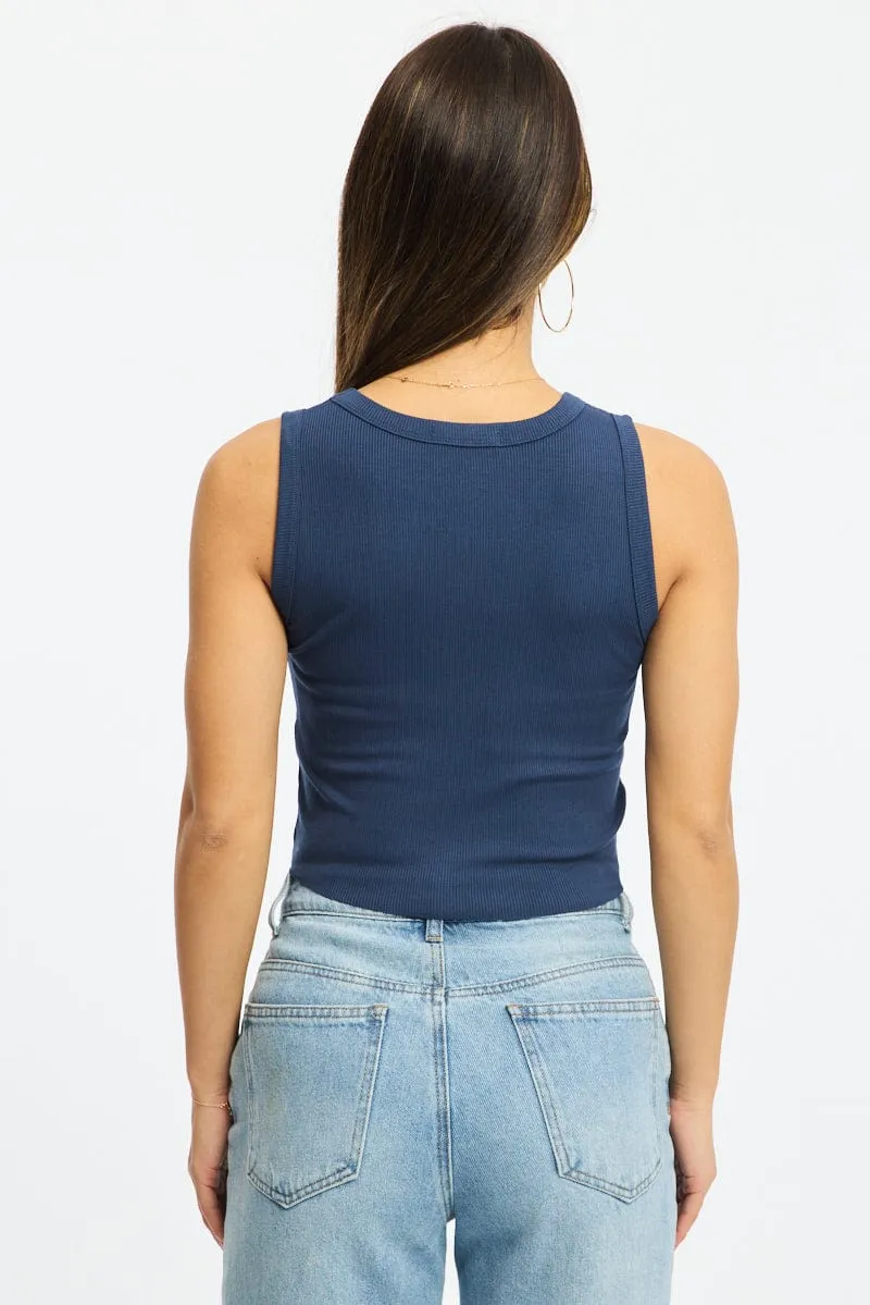 Blue Graphic Tank Sleeveless Chilly Layer Organic Cotton