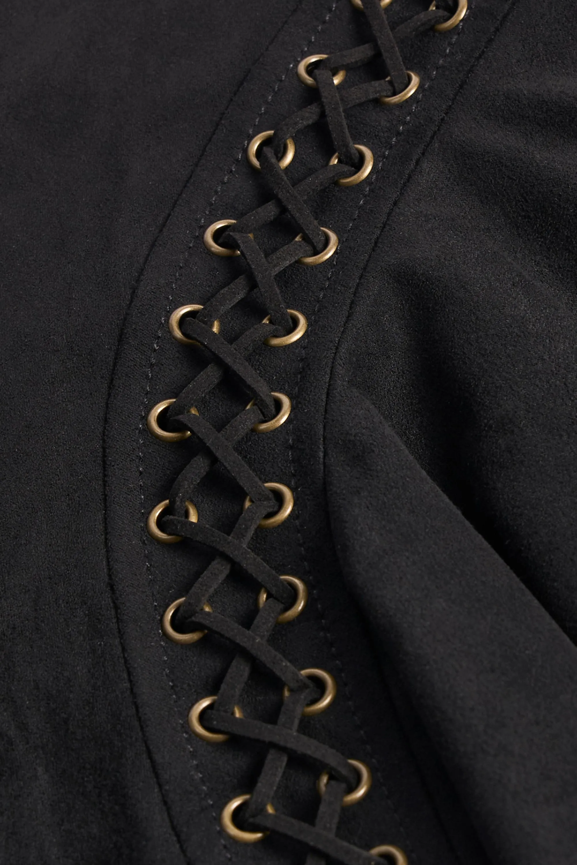 Lace-Up Mid-Rise Mini Skirt in Black Slow Fashion Sporty Edge