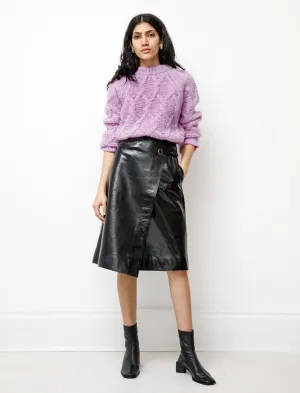 Built In Shorts Leather Wrap Skirt Chocolate Brown