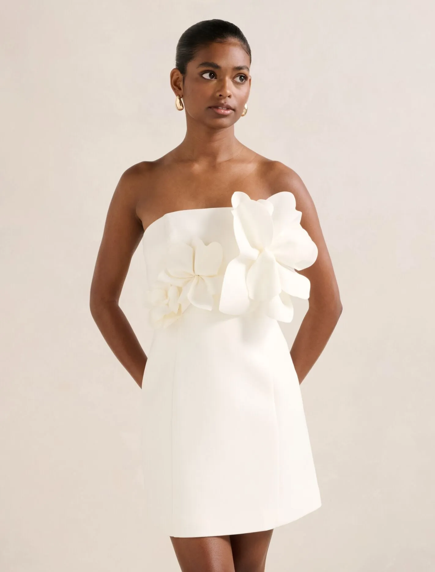 Tessa Petite Flower Mini Dress Double Layered Collar Fresh Twist