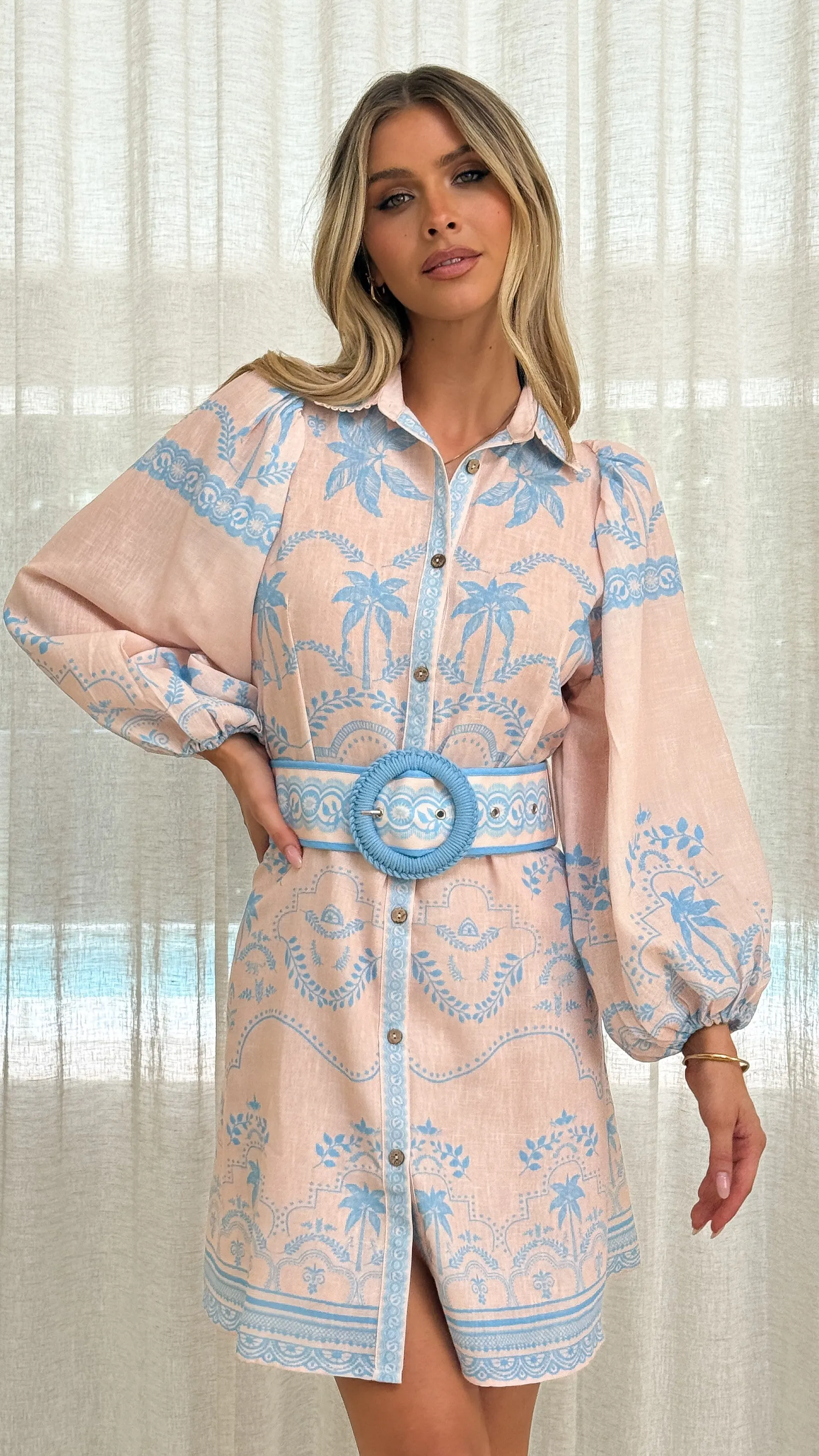 Vibrant Colors Xander Long Sleeve Mini Dress - Blue