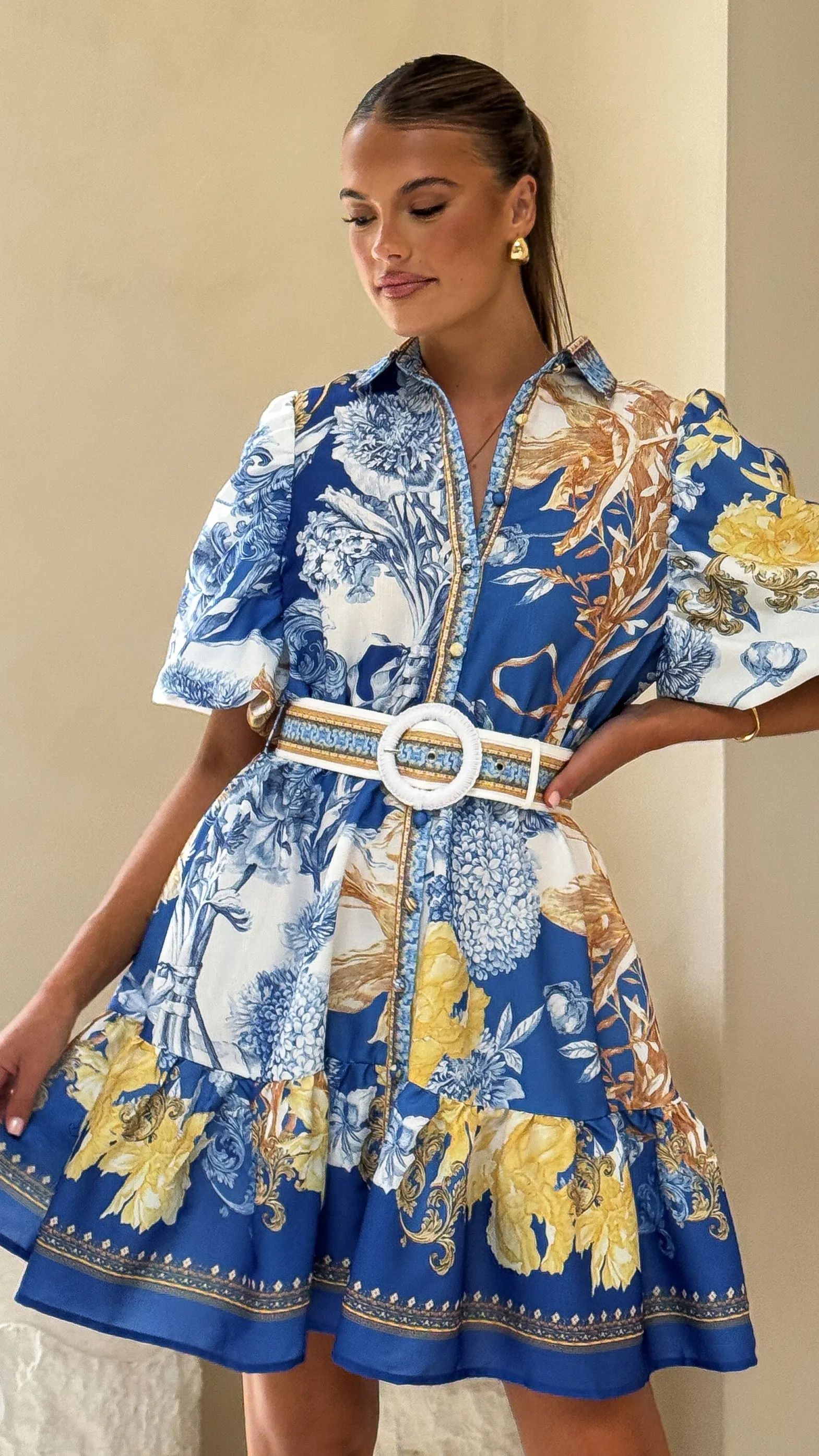Kalliope Mini Dress - Blue Doll Light Beat