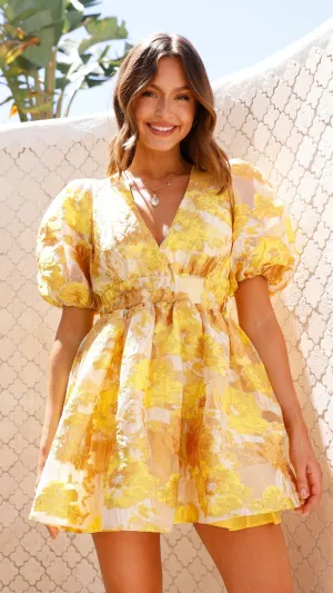Abel Mini Dress - Yellow Weighted Hem Technology