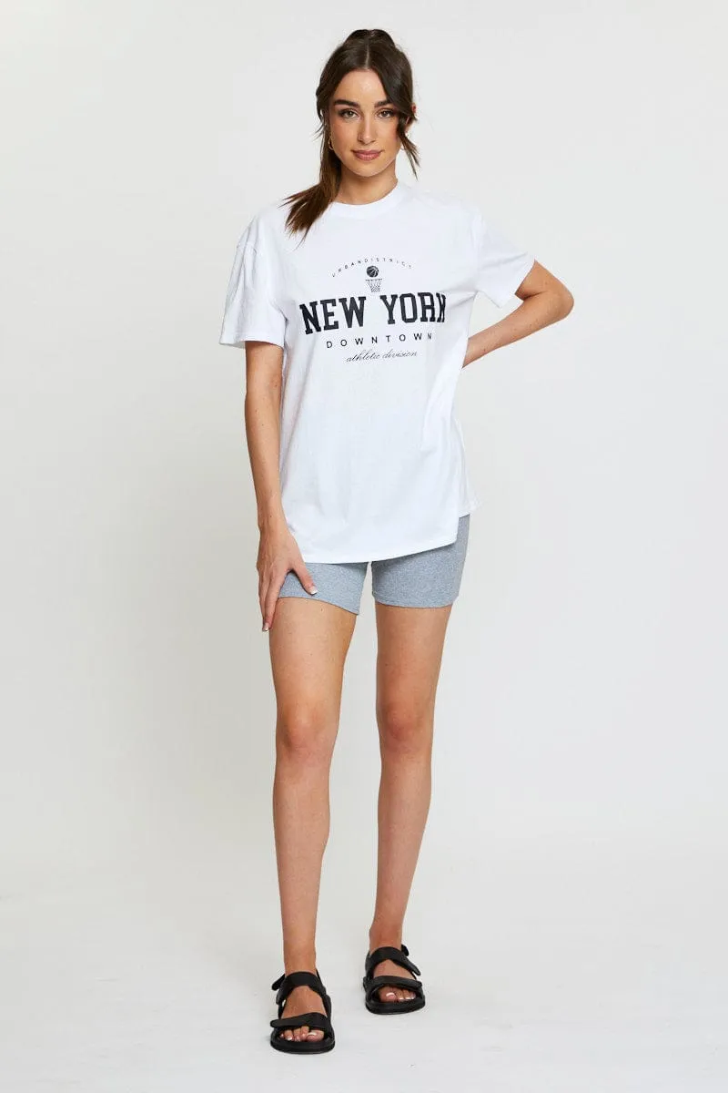 Semi Formal Comfortable Lounge White Graphic T Shirt Short Sleeve