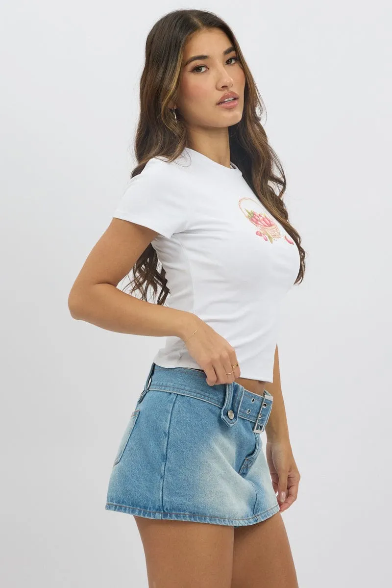 ThermalRegulating Fabric White Graphic Tee Short Sleeve