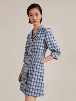 Comfortable work-to-play dress Beat Star Gathered Waist Plaid Mini Dress