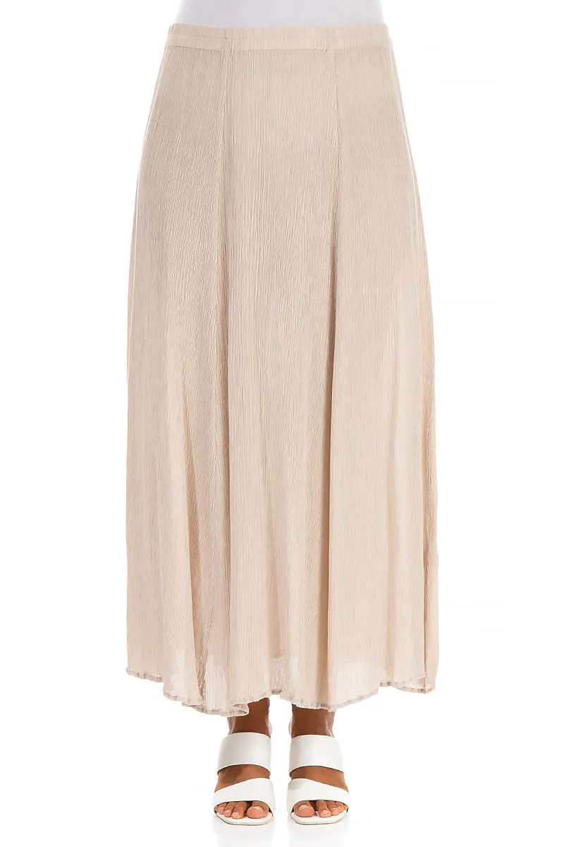 Crinkled Sand Beige Silk Viscose Skirt Smart Design