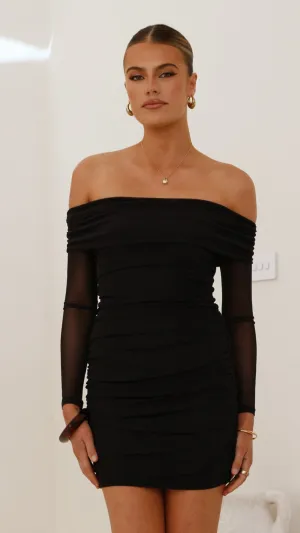Isadora Off Shoulder Mini Dress - Black Night Rush