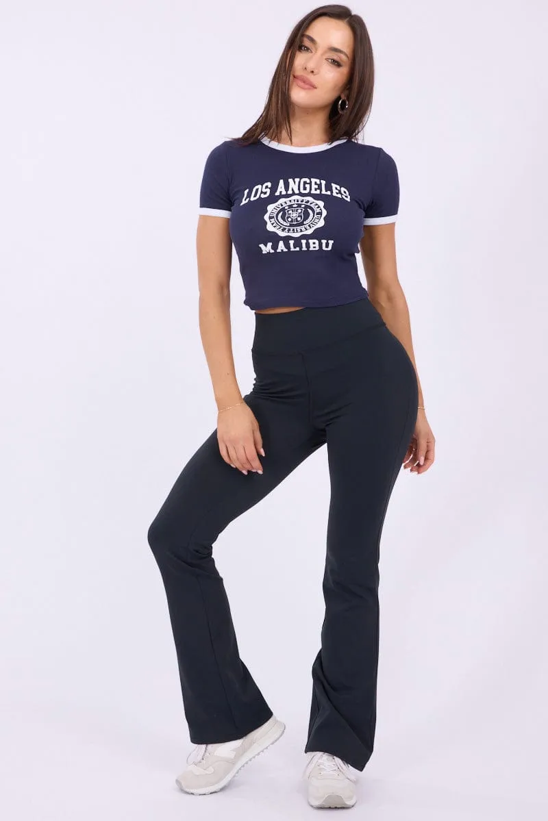 Blue Graphic Tee Short Sleeve Perfect for Workouts
