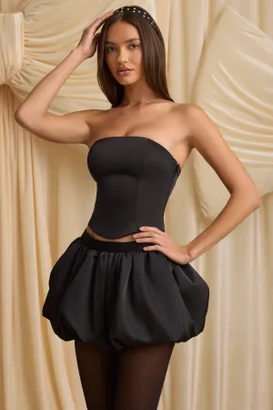 Weekend Vibes Floor Length Bubble Hem Mid-Rise Mini Skirt in Black
