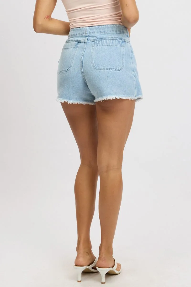 Denim Skorts Skirt High Rise Light Moodboard Cool Tone