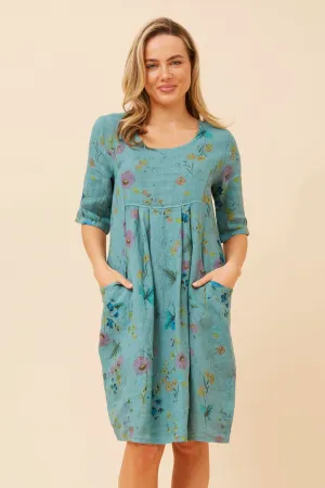 PISA FLORAL LINEN DRESS Lavender Hill Dinner Date