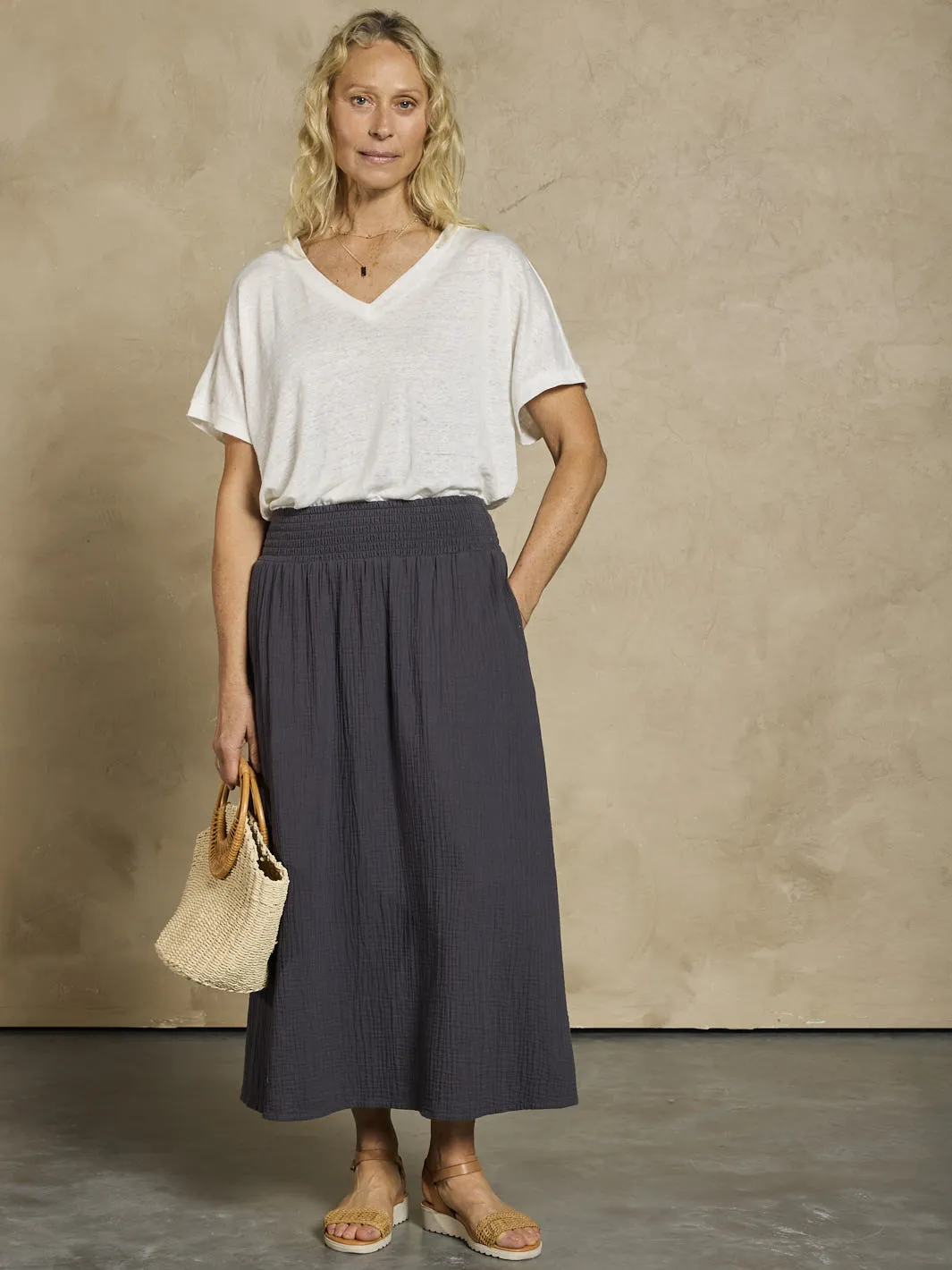 Weekend Favorite Everyday Essential Chania Cotton Skirt Charcoal