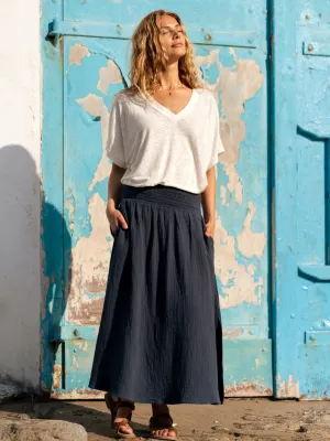 Structured silhouette Chania Cotton Skirt Charcoal