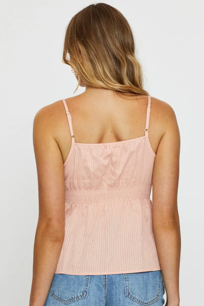 Reuse Mode Pink Singlet Top Sleeveless V-Neck