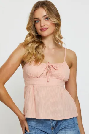 Pink Singlet Top Sleeveless V-Neck Street Icon
