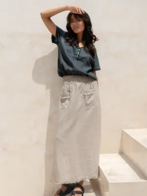 Spring Must Have Aurora French Linen Skirt Flax