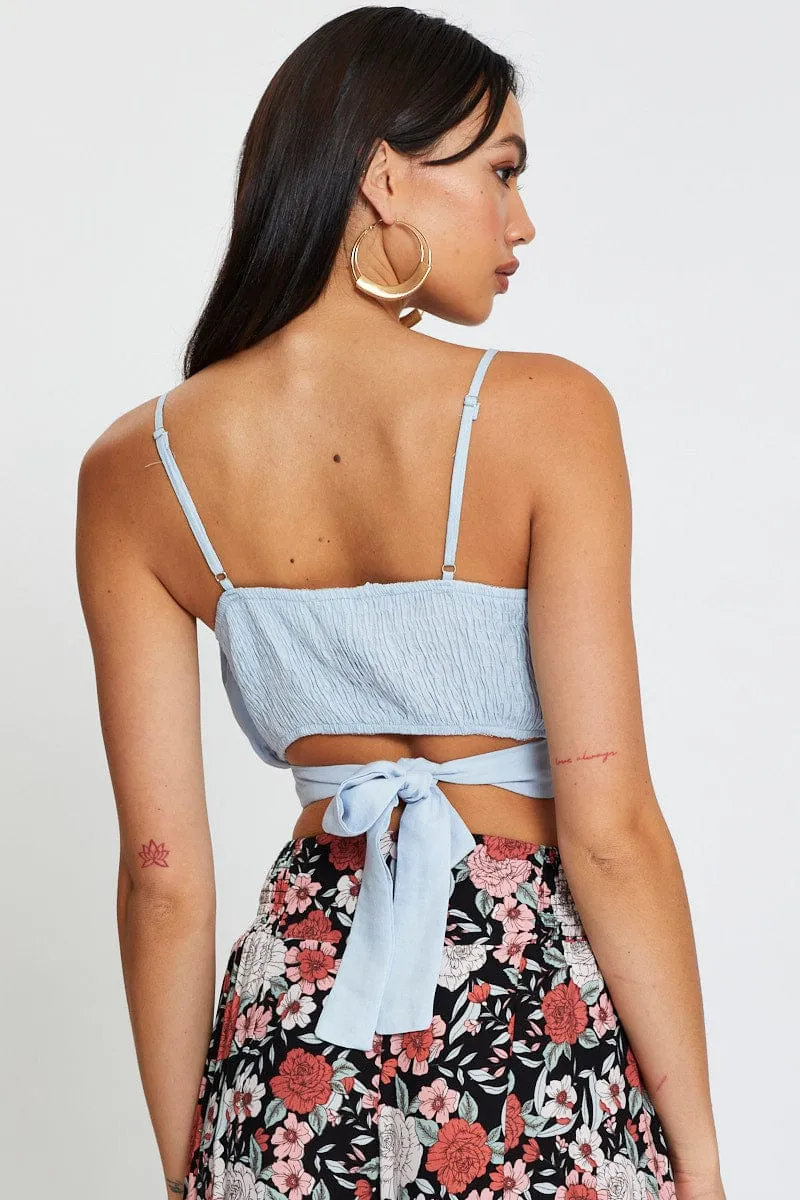 Still Glow Blue Singlet Sleeveless Crop