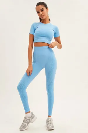 Blue Seamless Activewear Singlet Basic Top Easy Wear