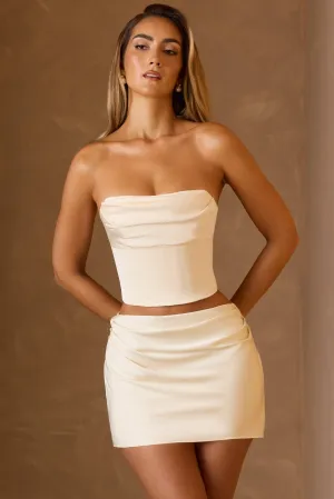 Draped Lace-Up Corset Top in Ivory Vintage Soul Trans Glow