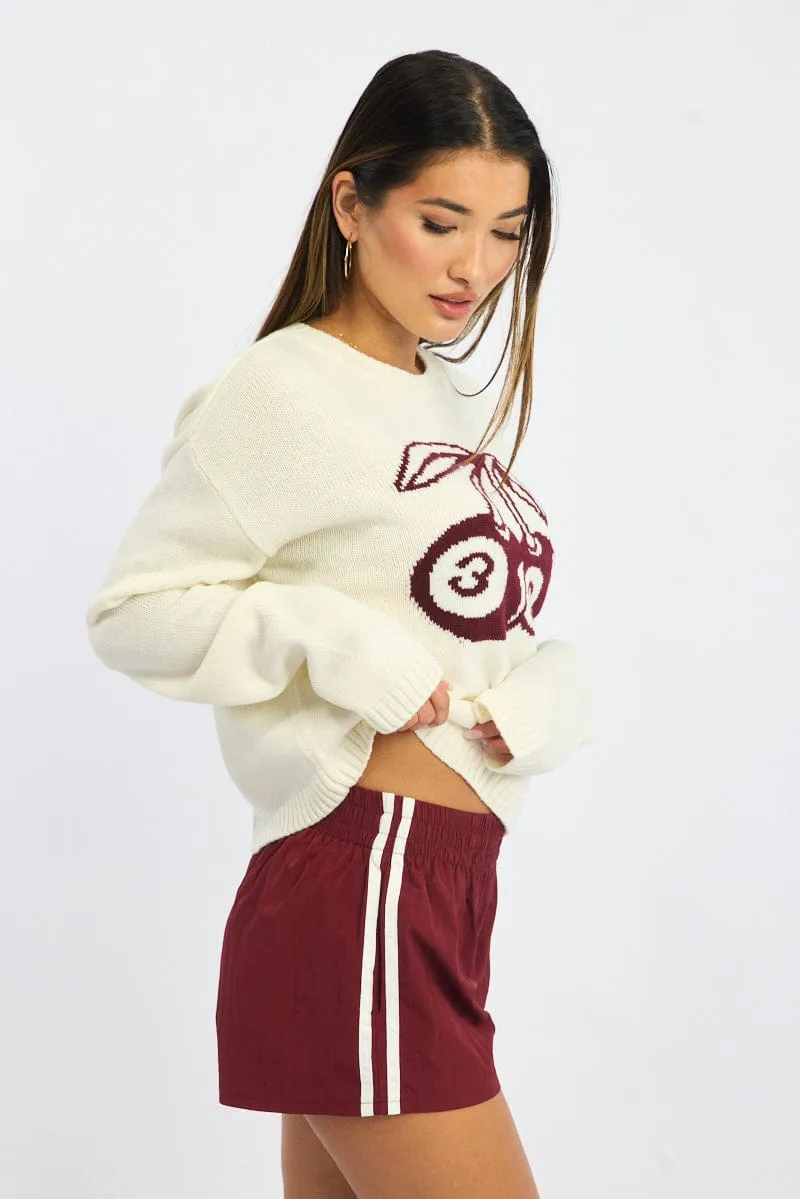 Regular Fit Red Track Shorts Mid Rise
