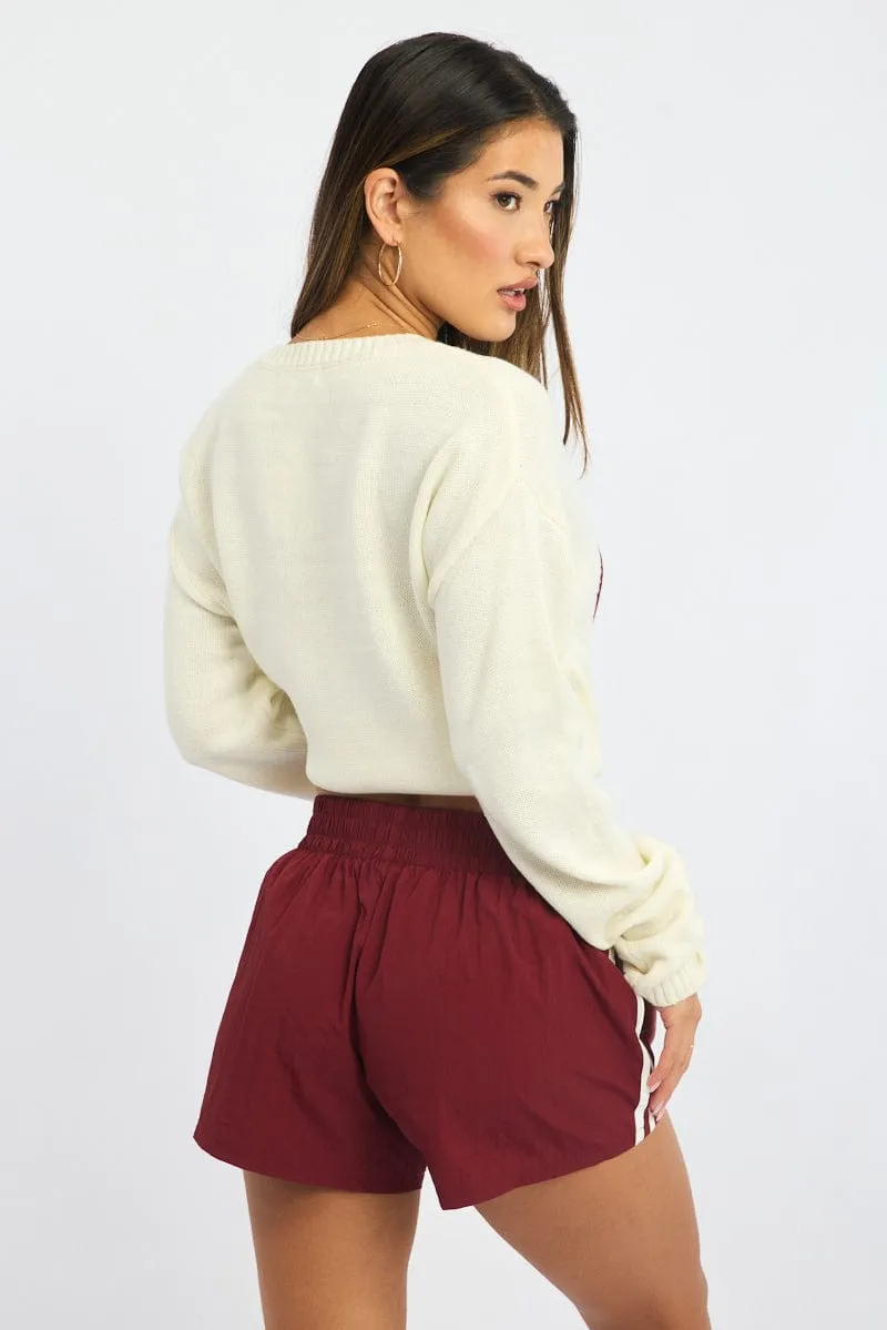 Red Track Shorts Mid Rise City Look SeamlessConstruction